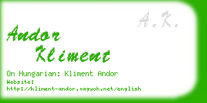 andor kliment business card